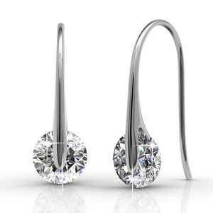 New McKayla 18k White Gold Plated Drop Crystal Earrings for Women by Cate & Chlo